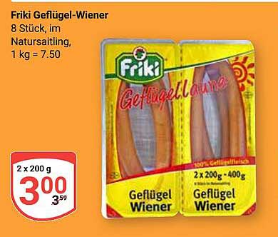 Friki Geflügel-Wiener 8 Stück, im Naturdarm