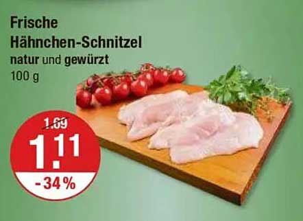 Frische Hähnchen-Schnitzel natur und gewürzt 100 g
