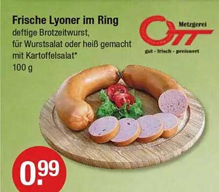 Frische Lyoner im Ring - deftige Brotzeitwurst