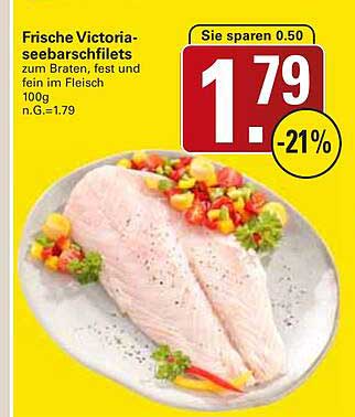 Frische Victorineseebarschfilets zum Braten, fest und fein im Fleisch