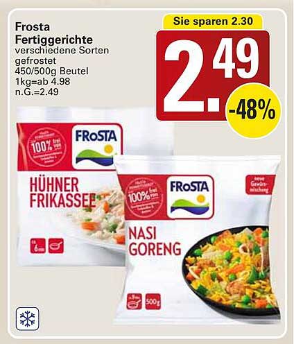 Frosta Fertiggerichte verschiedene Sorten gefrostet