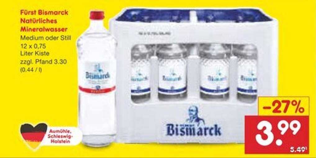 Fürst Bismarck Mineralwasser 12 x 0,75 Liter Kiste