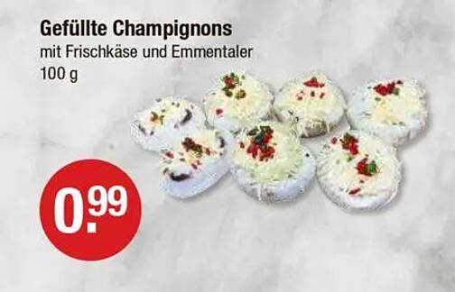 Gefüllte Champignons mit Frischkäse und Emmentaler 100 g