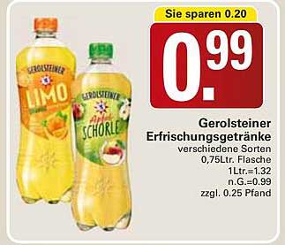 Gerolsteiner Erfrischungsgetränke 0,75L Flasche – Verschiedene Sorten