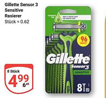 Gillette Sensor 3 Sensitive Rasierer - 8 Stück