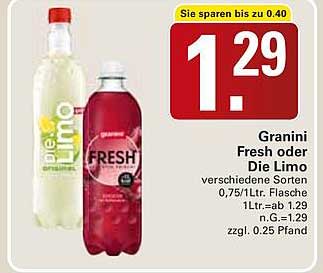 Granini Fresh oder Die Limo 0,75L Flasche für nur 1,29 €