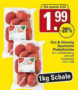 Gut & Günstig Spanische Plattpfirsiche 1kg Schale