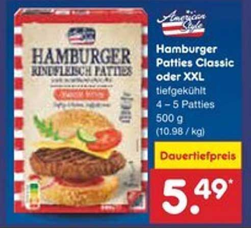 Hamburger Patties Classic oder XXL, tiefgekühlt