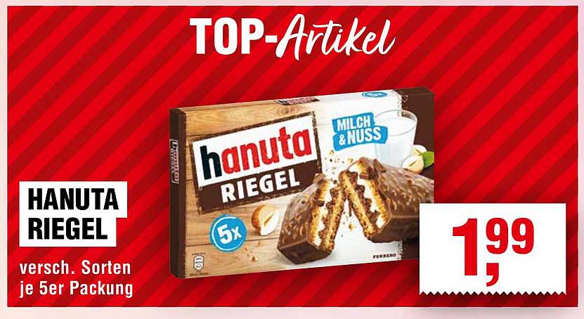 HANUTA RIEGEL - verschiedene Sorten, je 5er Packung