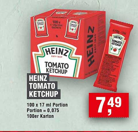 HEINZ TOMATO KETCHUP 100 x 17 ml Portion