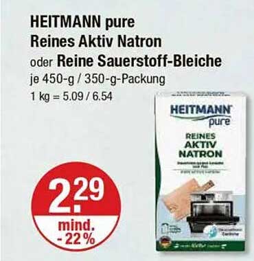 HEITMANN pure Reines Aktiv Natron oder Reine Sauerstoff-Bleiche je 450-g / 350-g-Packung
