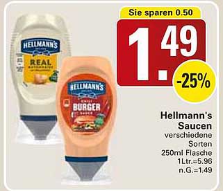 Hellmann's Saucen verschiedene Sorten 250ml Flasche