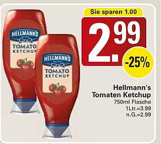 Hellmann's Tomaten Ketchup 750ml Flasche