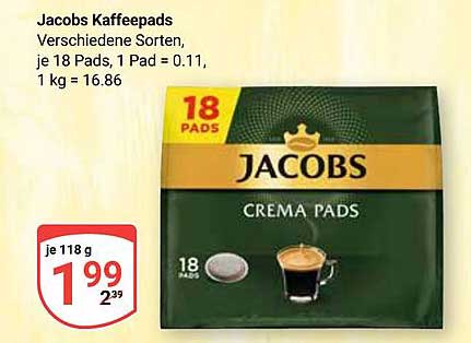 Jacobs Kaffeepads - Verschiedene Sorten, je 18 Pads