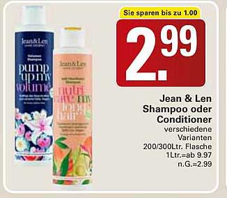 Jean & Len Shampoo oder Conditioner, verschiedene Varianten