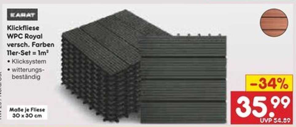 Klickfliese WPC Royal verschiedene Farben 11er-Set = 1m²