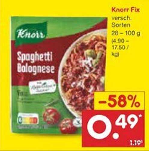 Knorr Fix Spaghetti Bolognese 28-100 g, 58% Rabatt
