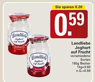 Landliebe Joghurt auf Frucht, verschiedene Sorten