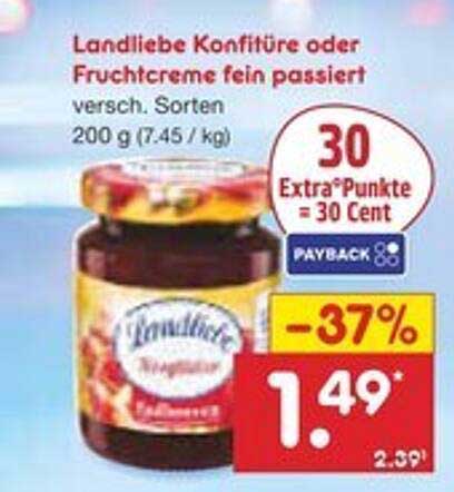 Landliebe Konfitüre oder Fruchtcreme fein passiert 200 g