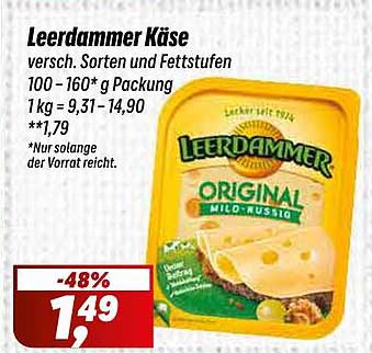 Leerdammer Käse - verschiedene Sorten und Fettstufen