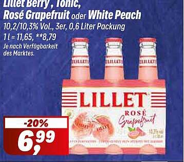 Lillet Berry, Tonic, Rosé Grapefruit oder White Peach - 3er Packung (0,6 Liter)