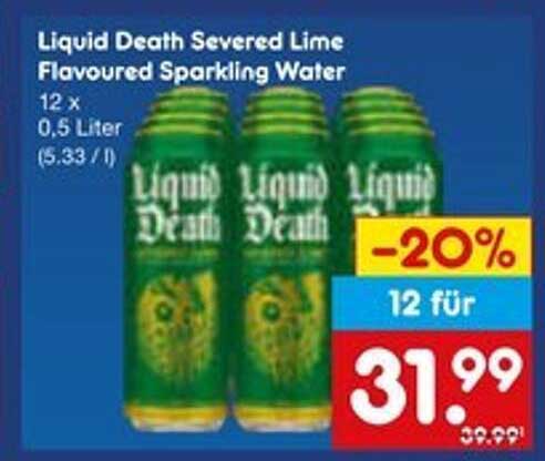 Liquid Death Severed Lime Flavoured Sparkling Water 12 x 0,5 Liter