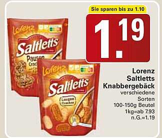 Lorenz Saltletts Knabbergebäck verschiedene Sorten 100-150g Beutel