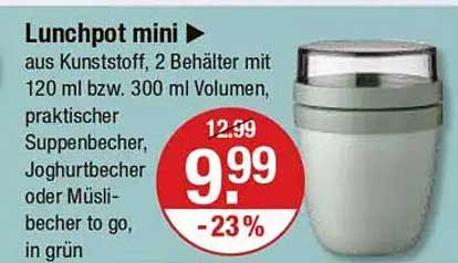 Lunchpot mini aus Kunststoff - 2 Behälter mit 120 ml und 300 ml