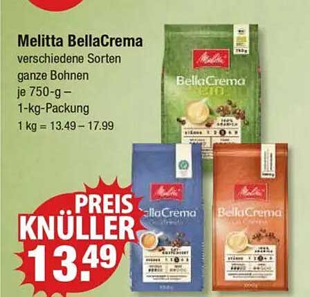Melitta BellaCrema verschiedene Sorten ganze Bohnen 750g