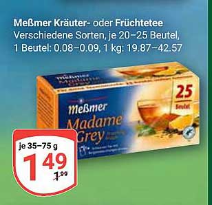 Meßmer Kräuter- oder Früchtetee - Madame Grey