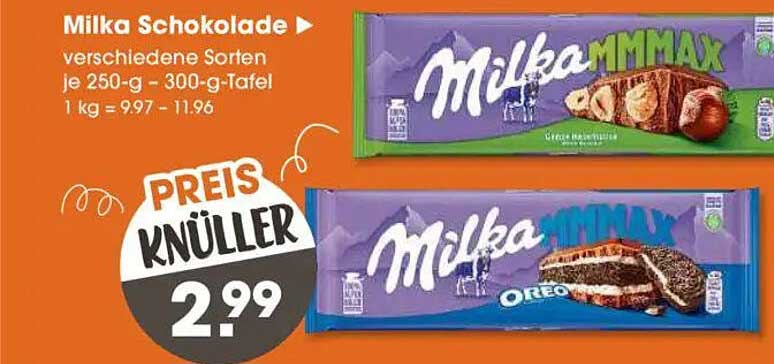 Milka Schokolade verschiedene Sorten je 250-g-300-g-Tafel