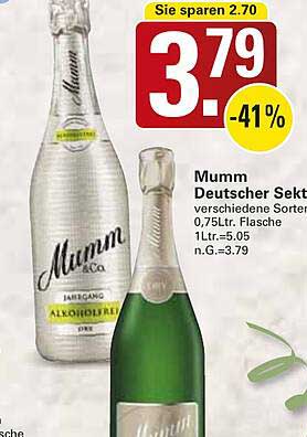 Mumm Deutscher Sekt – alkoholfrei 0,75 Liter