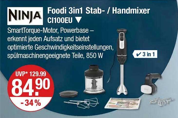 Ninja Foodi 3in1 Stab- / Handmixer CI100EU