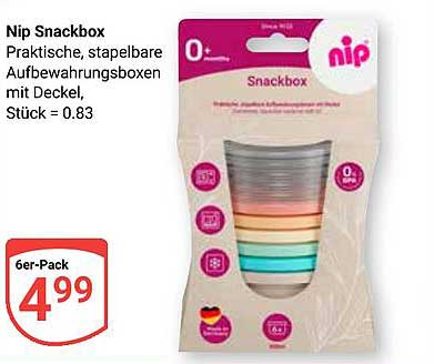 Nip Snackbox - Praktische, stapelbare Aufbewahrungsboxen mit Deckel