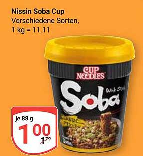 Nissin Soba Cup – Verschiedene Sorten
