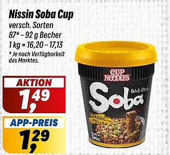 Nissin Soba Cup - verschiedene Sorten