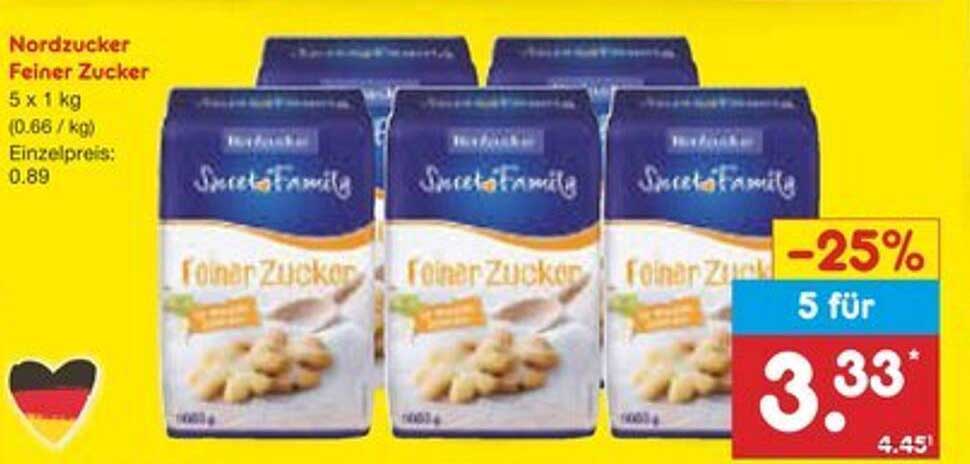 Nordzucker Feiner Zucker 5 x 1 kg
