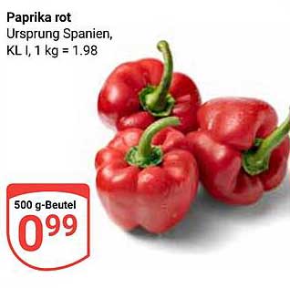 Paprika rot, 500 g-Beutel für nur 0,99 €