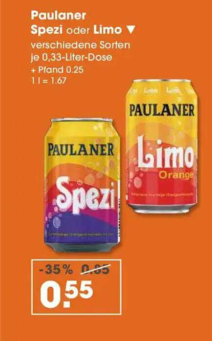 Paulaner Spezi oder Limo 0,33-Liter-Dose