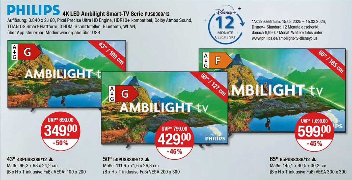 PHILIPS 4K LED Ambilight Smart-TV Serie PUS8389/12 – Bis zu 50% sparen!
