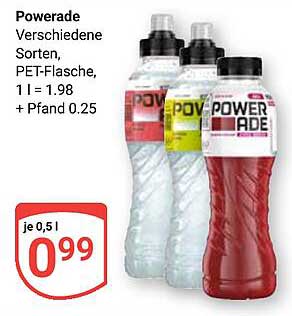 Powerade verschiedene Sorten, PET-Flasche, 0,5 l für nur 0,99 €