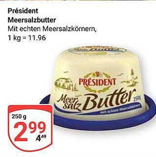 Président Meersalzbutter mit echten Meersalzkrönchen, 250 g