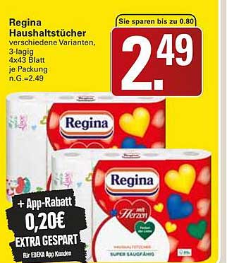 Regina Haushaltstücher, 3-lagig, verschiedene Varianten, 4x43 Blatt