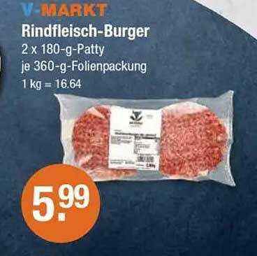 Rindfleisch-Burger 2 x 180-g-Patty je 360-g-Folienpackung