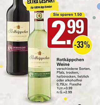 Rotkäppchen Weine - verschiedene Sorten, Pfalz, trocken, halbtrocken, lieblich oder alkoholfrei