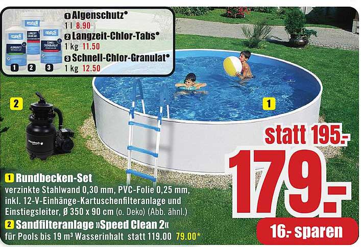 Rundbecken-Set mit Sandfilteranlage - jetzt nur 179,00 € statt 195,00 €