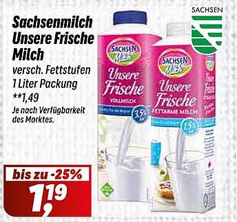 Sachsenmilch Unsere Frische Milch - 1 Liter Packung