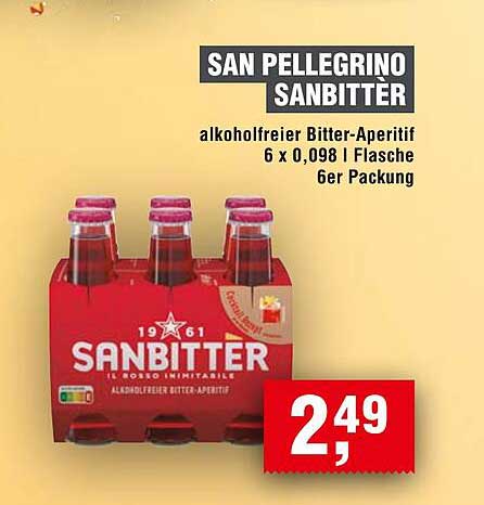 SAN PELLEGRINO SANBITTER 6 x 0,098L - alkoholfreier Bitter-Aperitif