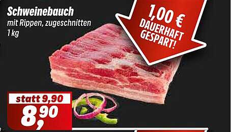 Schweinebauch mit Rippen, zugeschnitten 1 kg