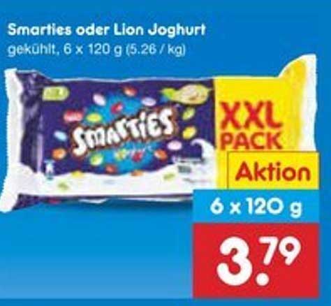 Smarties oder Lion Joghurt, 6 x 120 g